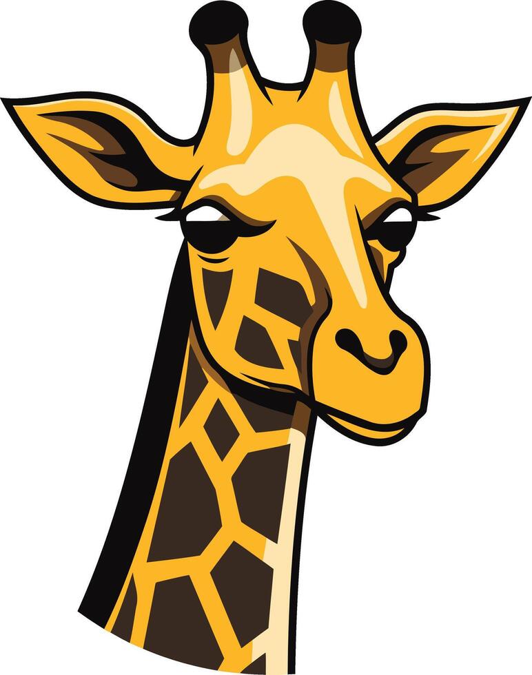 A cartoon giraffe head with a black and white background vector