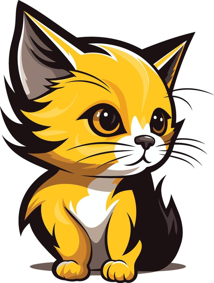 A cartoon cat with black eyes and yellow fur vector