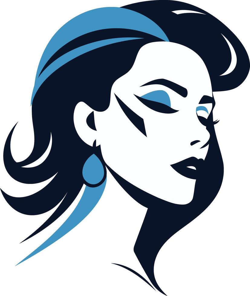 A woman with blue eyes and long hair vector