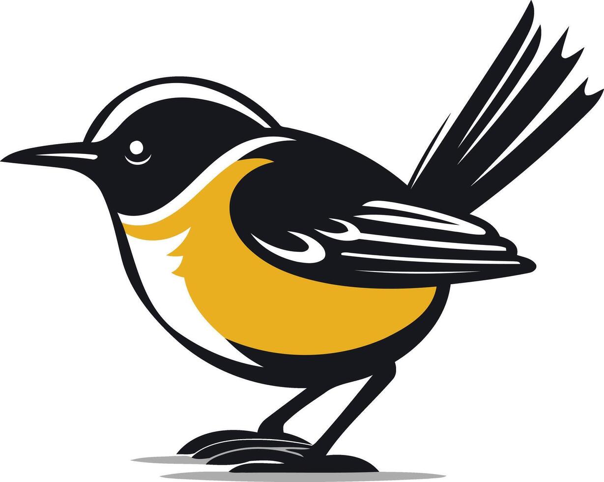 A black and yellow bird with a black tail vector