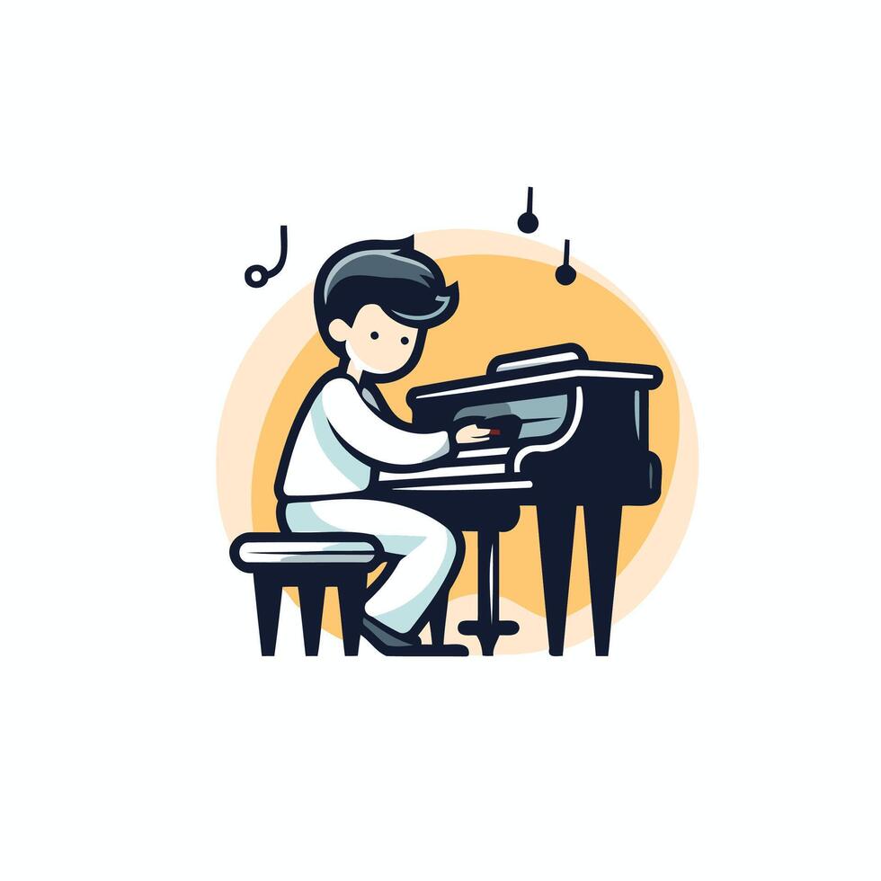 A man playing the piano on a white background vector