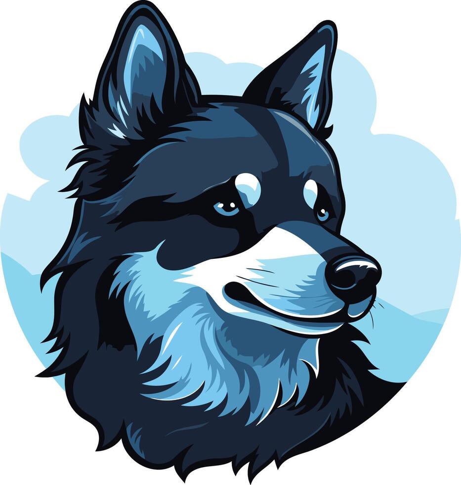 A dog with blue eyes and a white beard vector