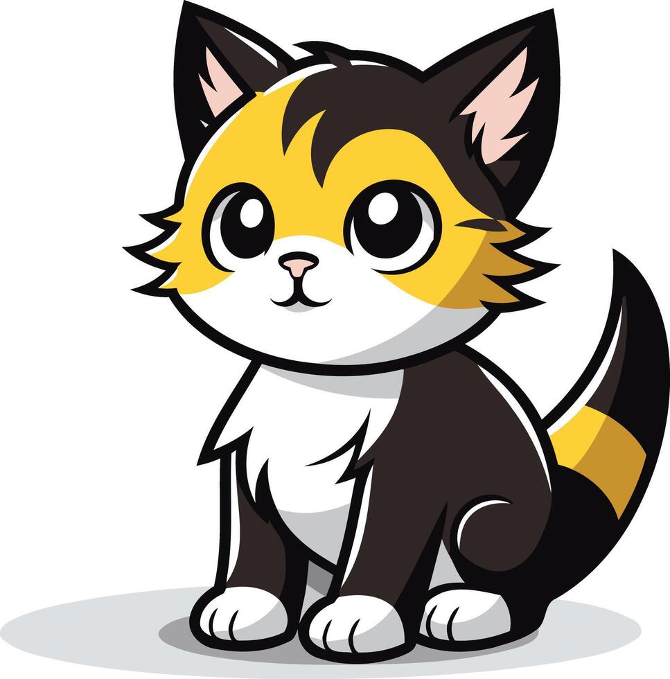 A cartoon cat with yellow and black stripes vector
