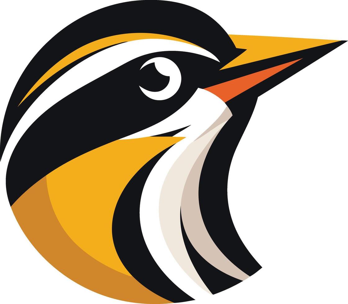 A yellow and black bird with an orange beak vector