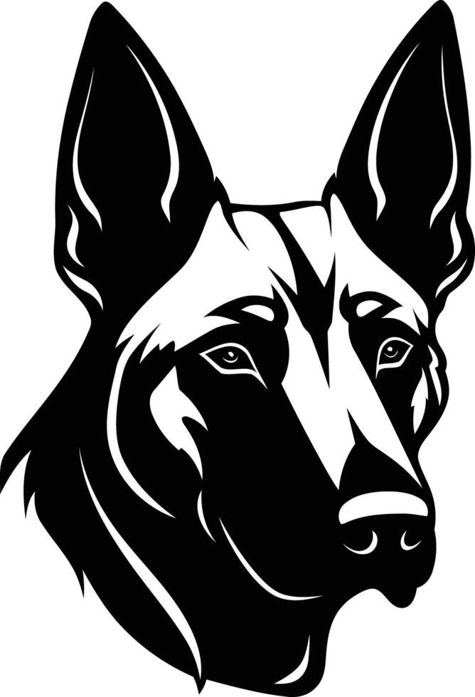 A black and white drawing of a dog's head vector