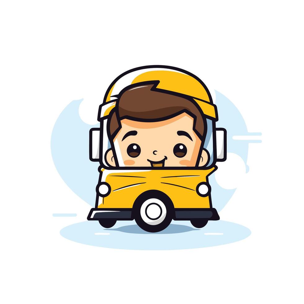 A cartoon man driving a school bus vector