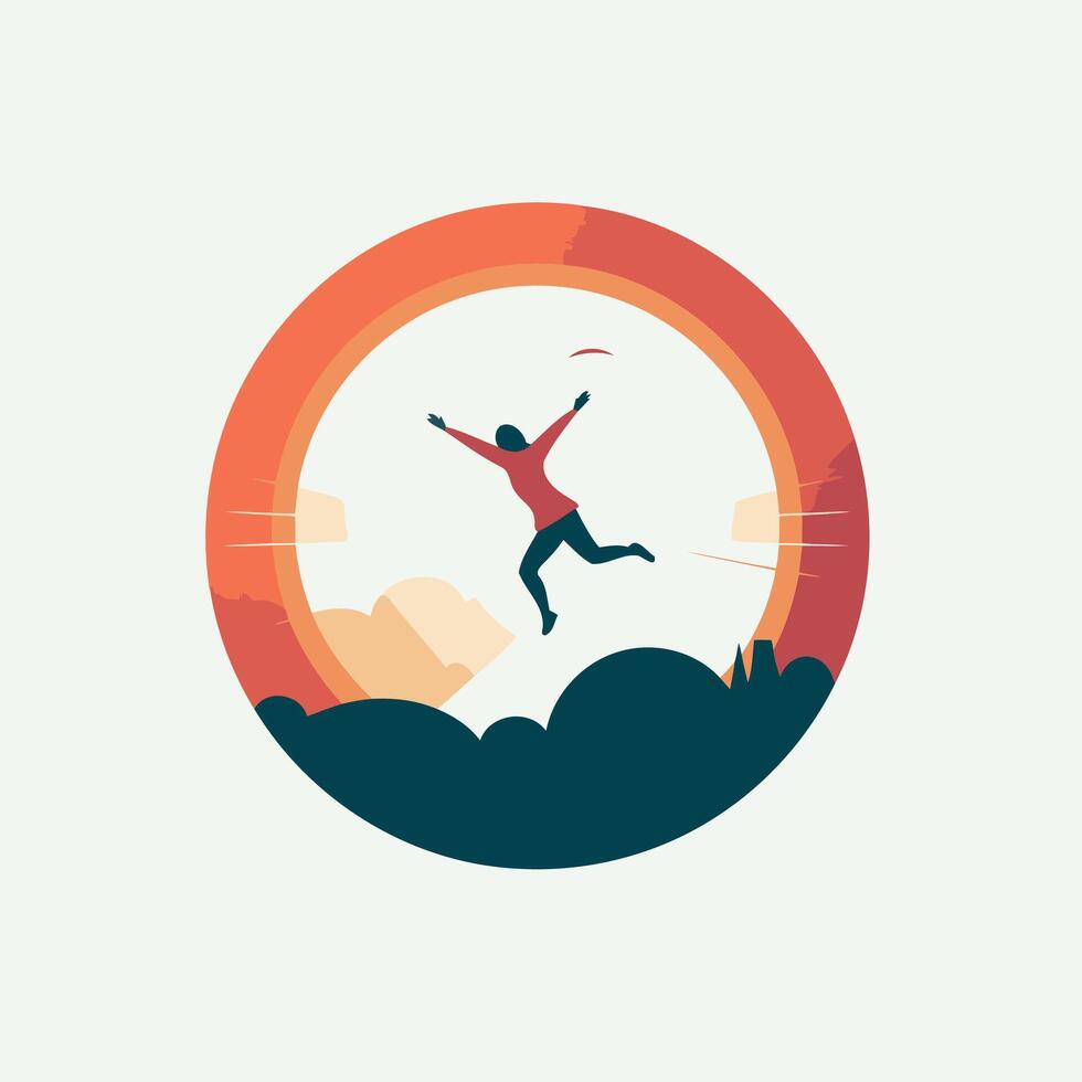 A man jumping into the air in a circle vector