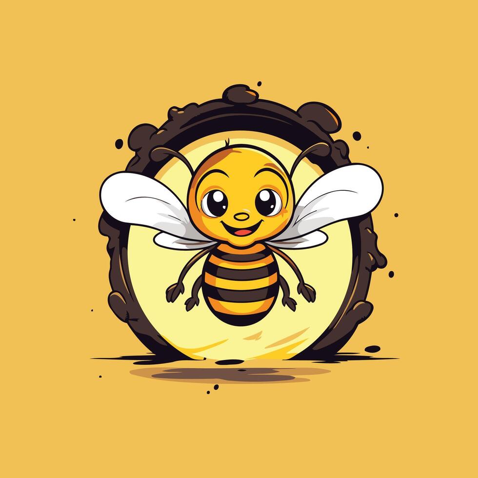 A cartoon bee with a yellow background vector