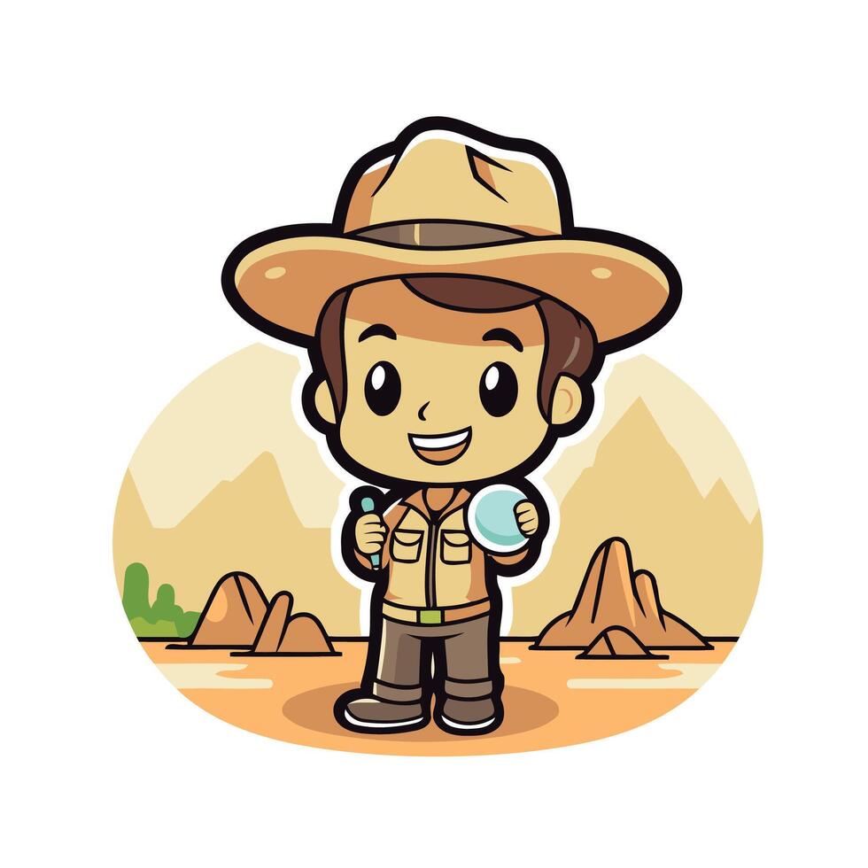 A cartoon character holding a cup of coffee vector