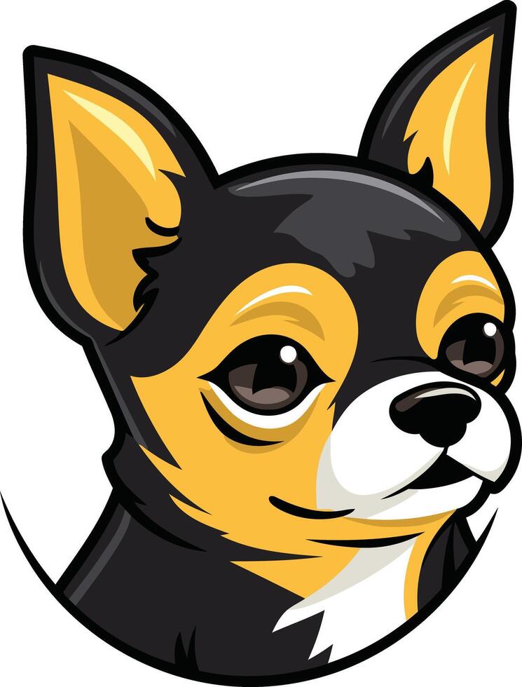 A cartoon chihuahua dog with a black and yellow face vector