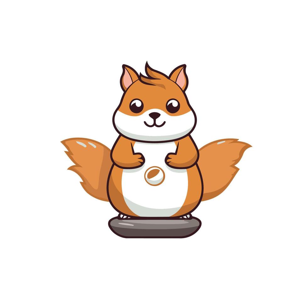 A cartoon squirrel standing on a scale vector