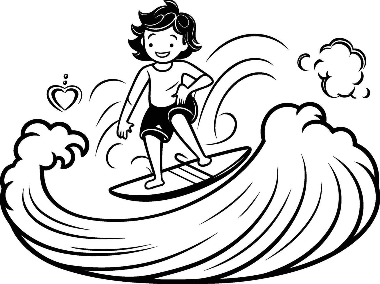 Surfer girl on surfboard vector