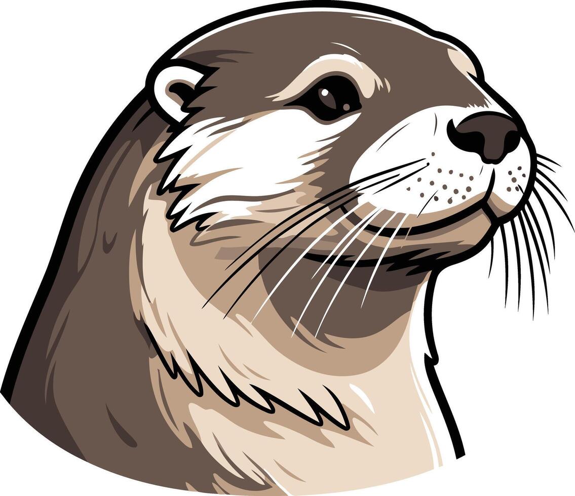 An otter head on a white background vector