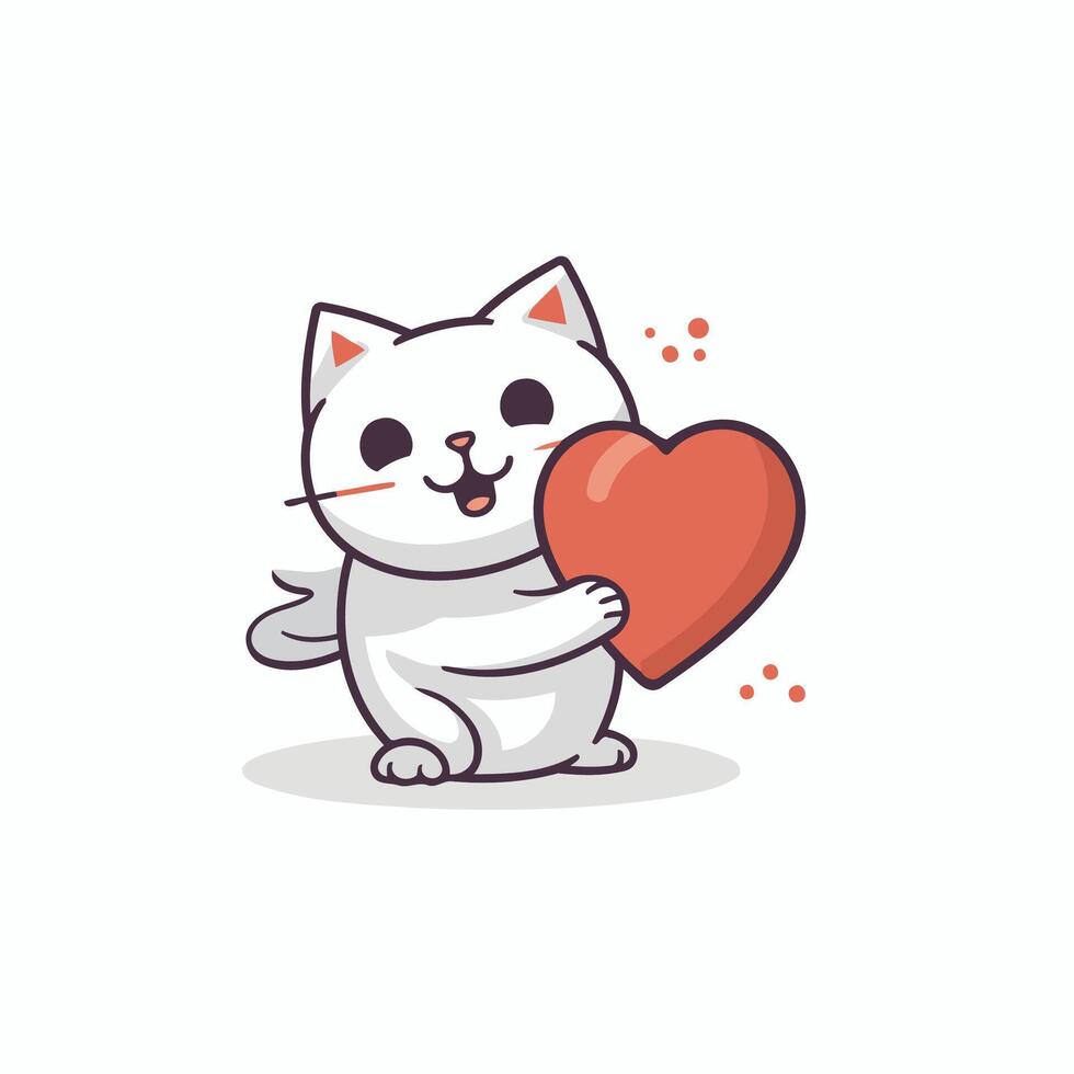 A cartoon cat holding a heart vector