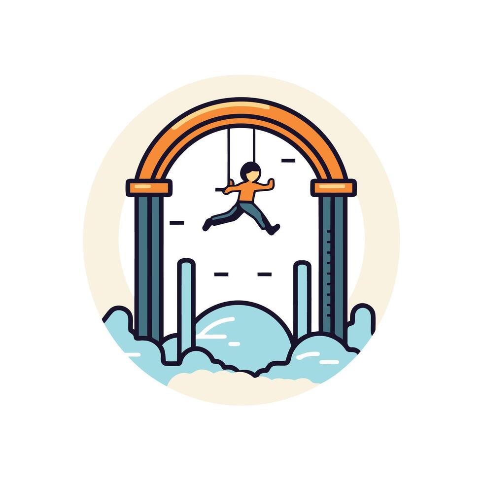A man is swinging on a swing in the air vector