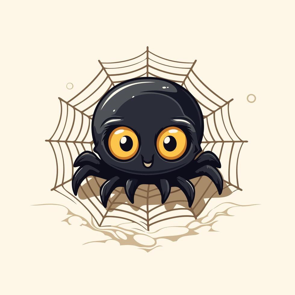 A cartoon spider sitting on a web vector