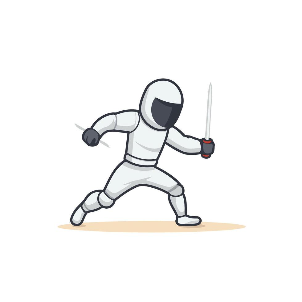 A cartoon man in a white suit holding a sword vector