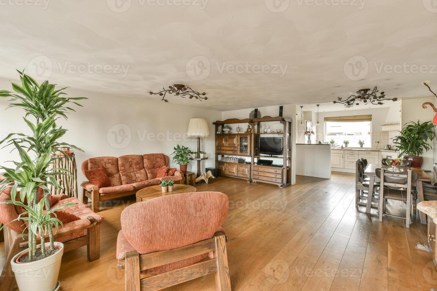 A living room with a wooden floor and a couch photo