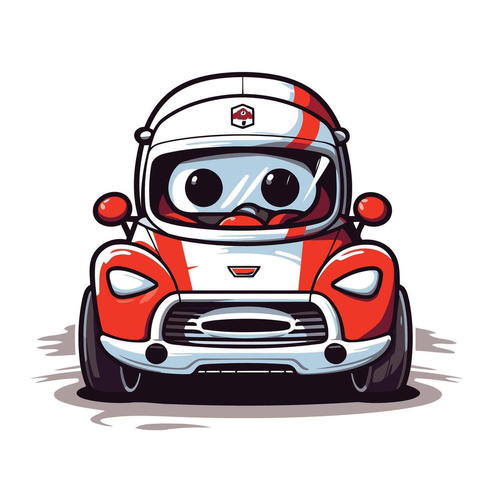 A cartoon car with a helmet on it vector