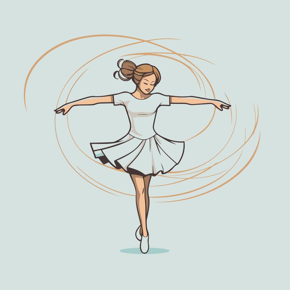 A girl in a white dress is dancing in the air vector