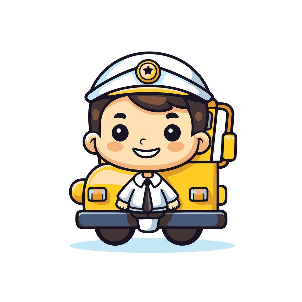 A cartoon school bus driver with a uniform and tie vector