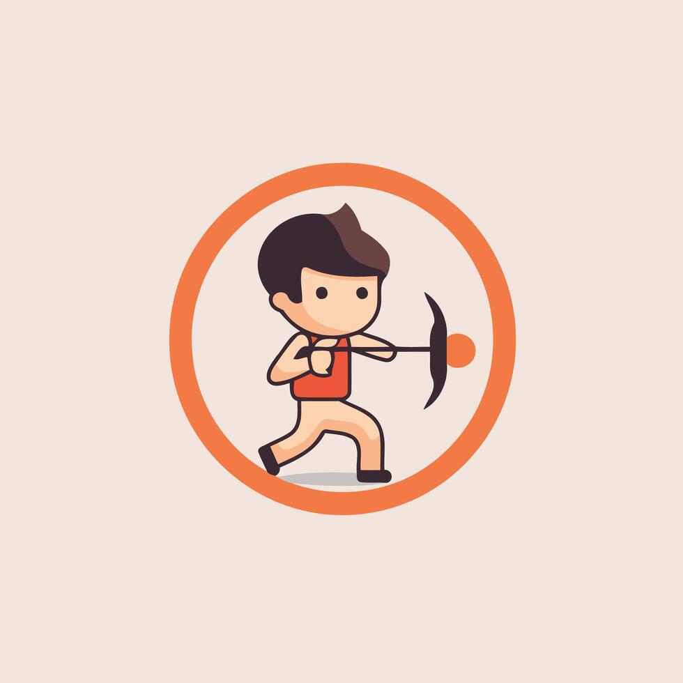 A cartoon character with an arrow in his hand vector