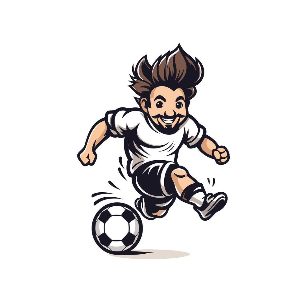 Soccer player kicking the ball illustration vector