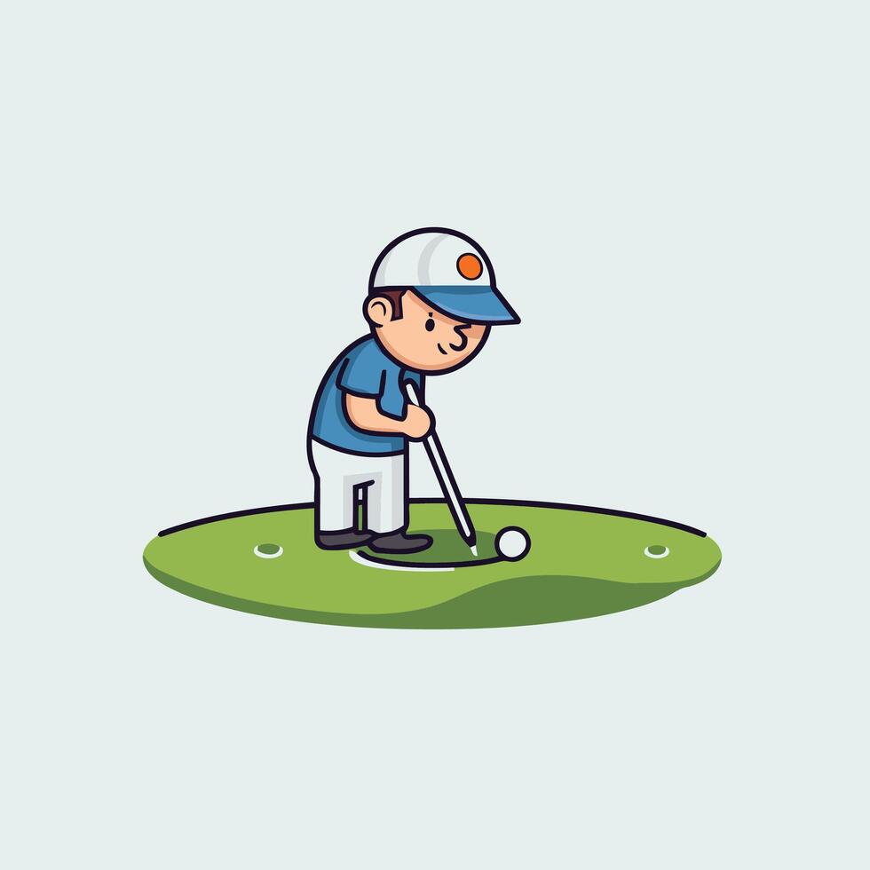 A cartoon character playing golf on a green vector