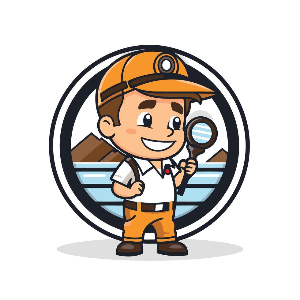 A cartoon character holding a magnifying glass vector