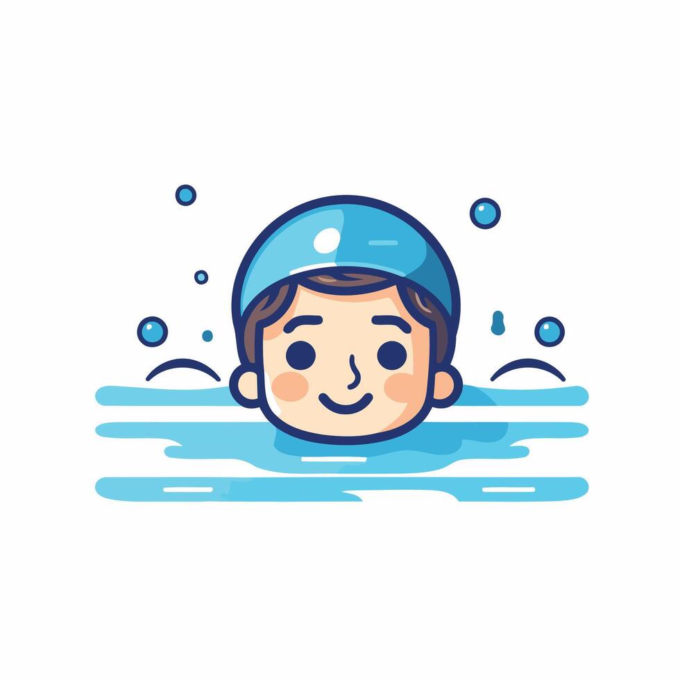 A boy swimming in the water with bubbles vector