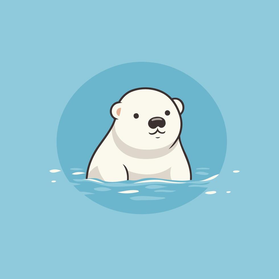 Polar bear in the water illustration vector
