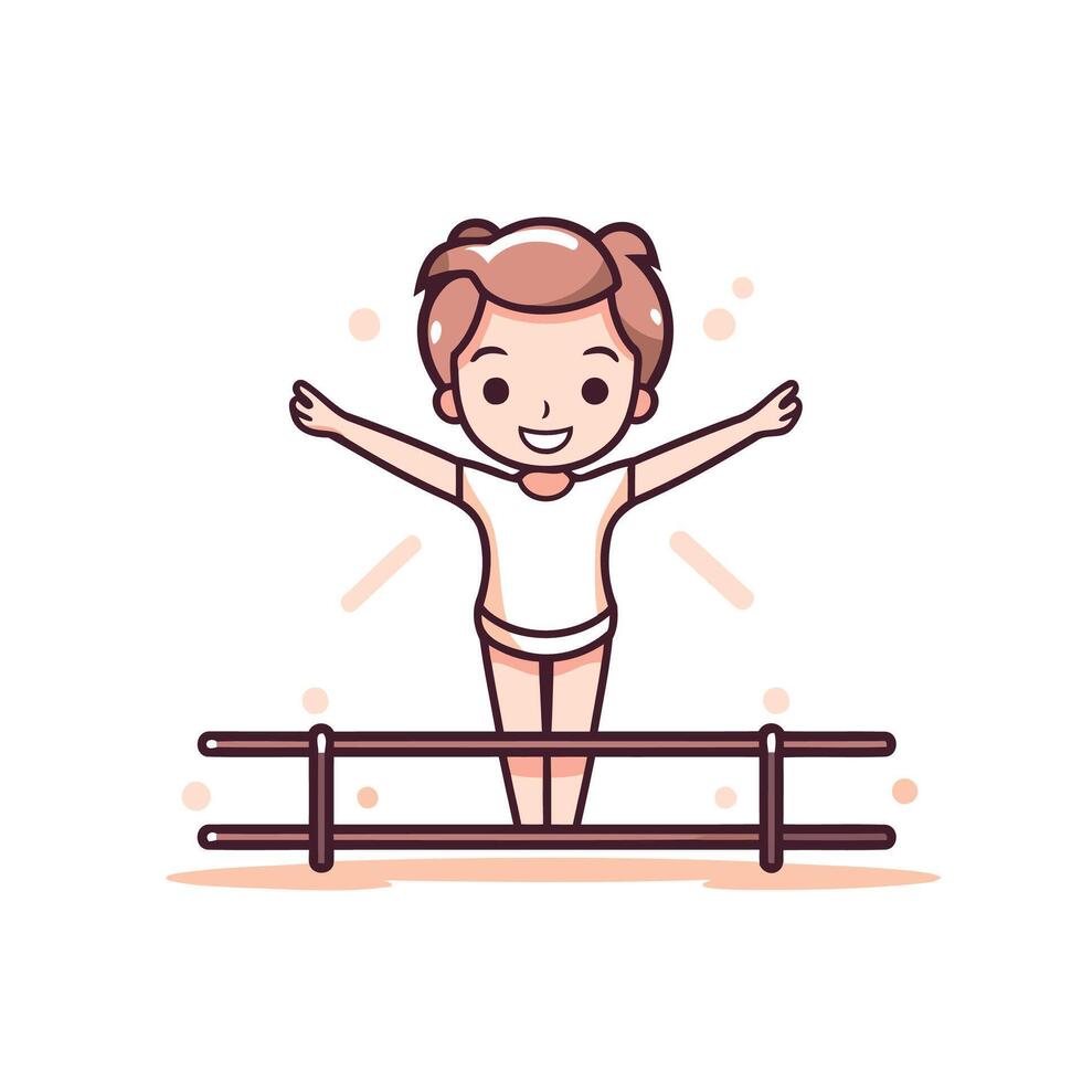 A girl is standing on a balance beam vector