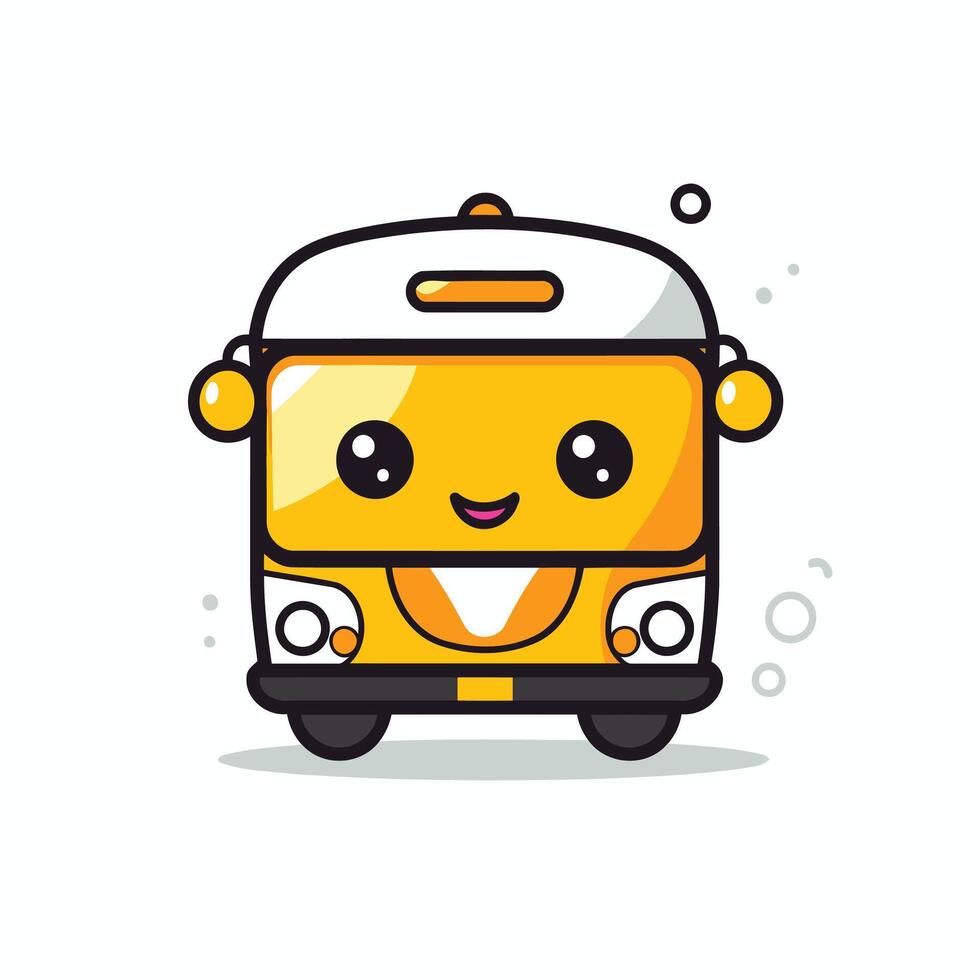 A cartoon bus with a smiley face vector