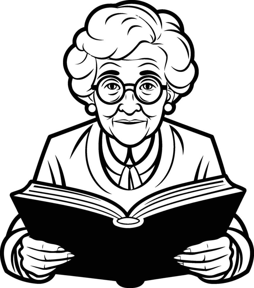 An old woman reading a book vector