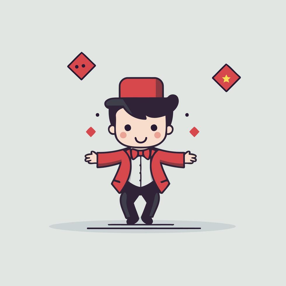 A cartoon character in a red hat and top hat vector