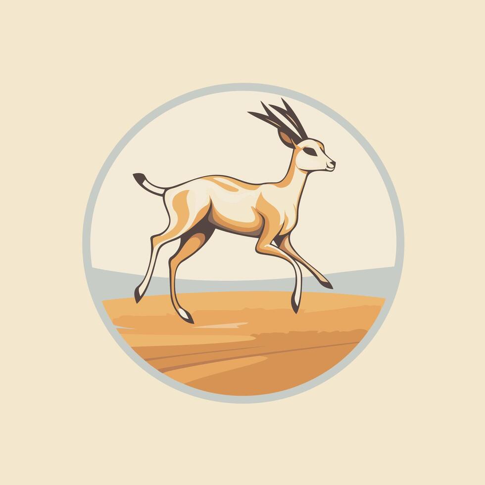 An antelope running in the desert vector