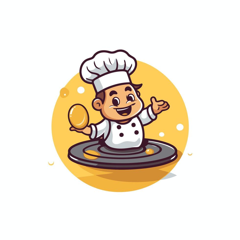 A cartoon chef holding an egg in his hand vector