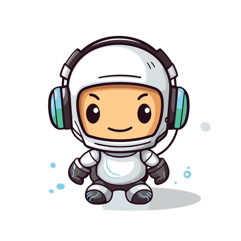 An astronaut with headphones on his head vector