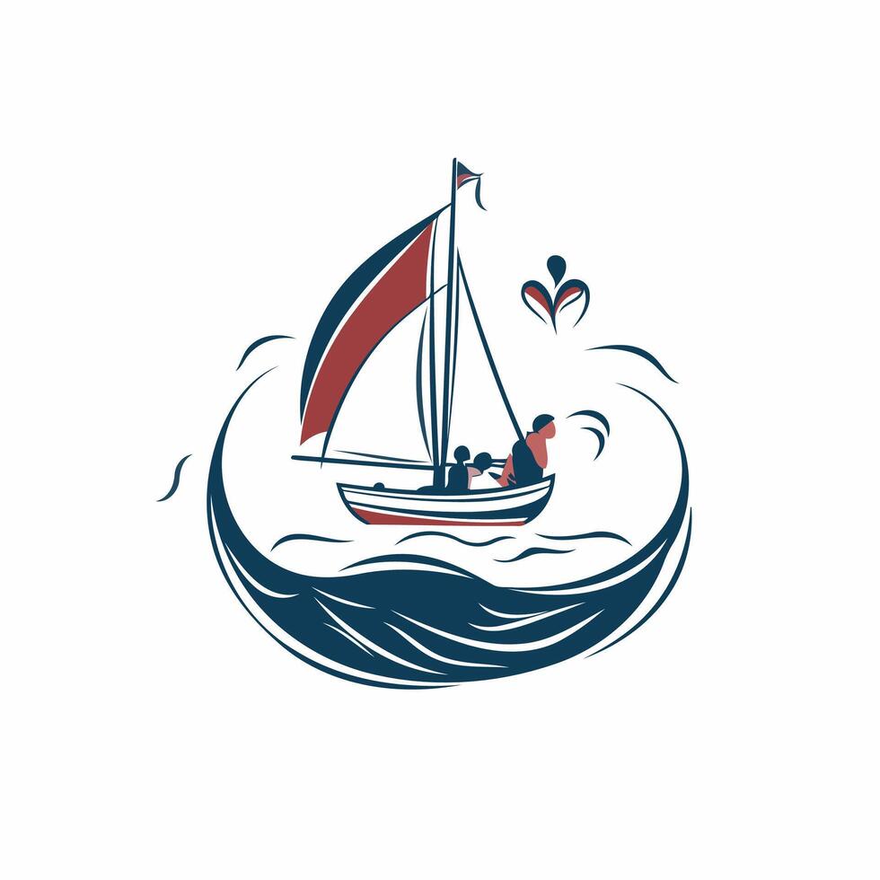 A sailboat with a man on it in the ocean vector