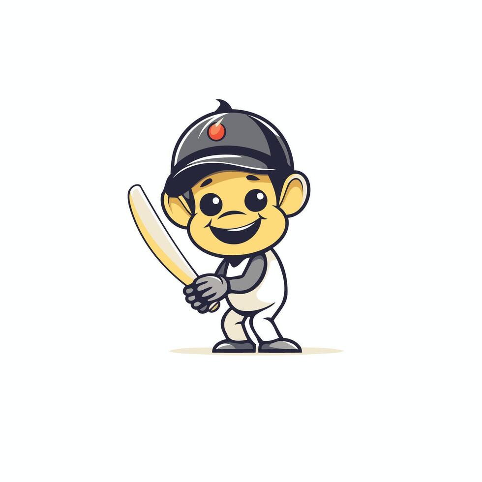 A cartoon monkey holding a bat vector