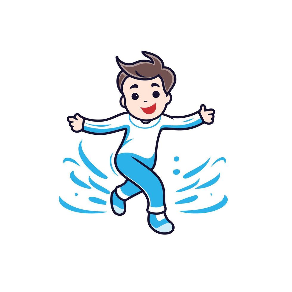 A cartoon boy jumping in the air vector
