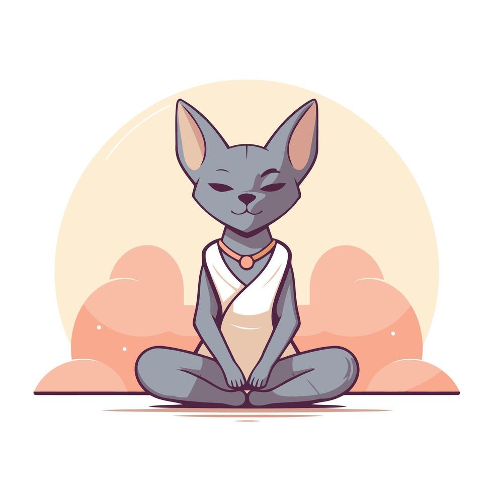 A cat sitting in a lotus position with its eyes closed vector