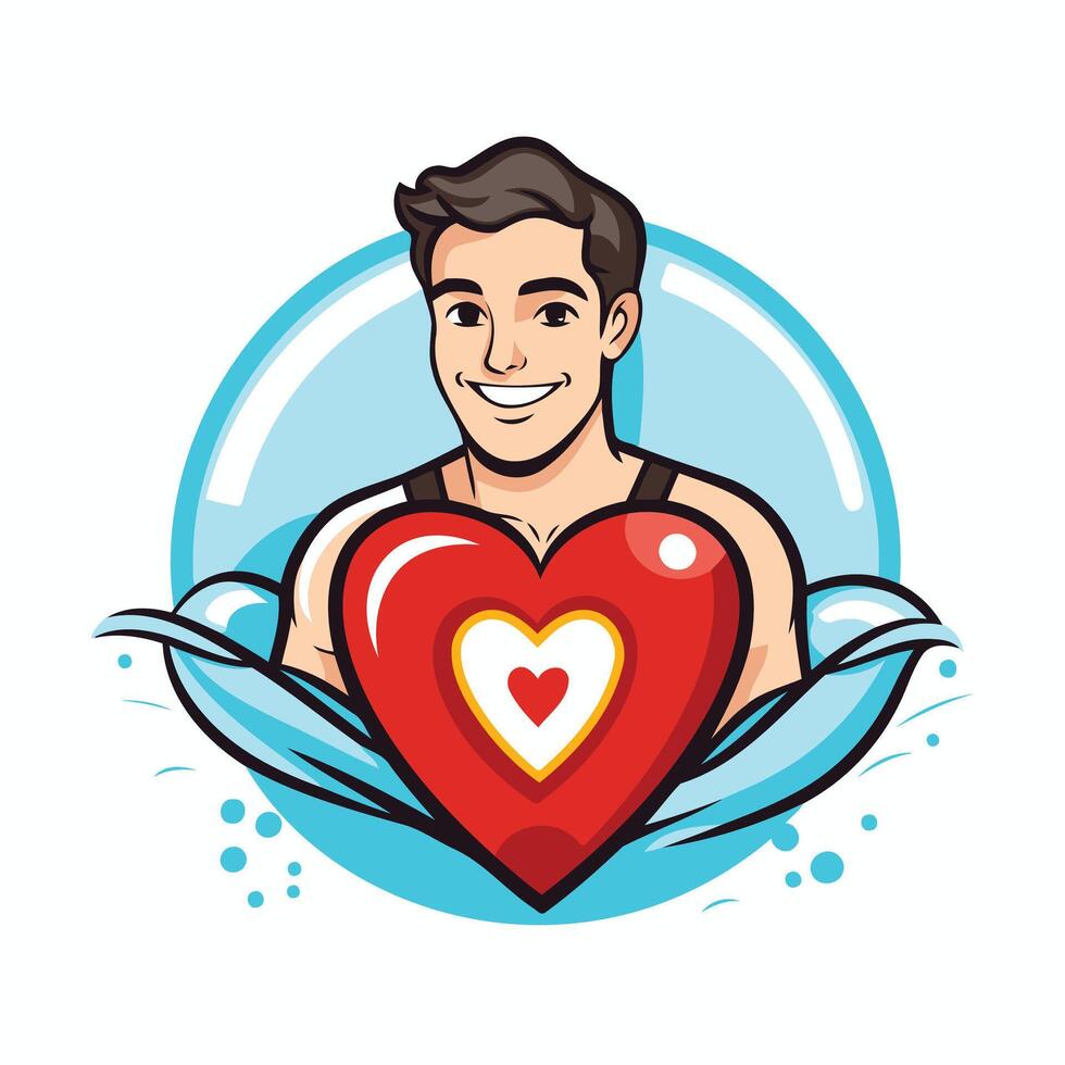 A man with a heart in his hand vector