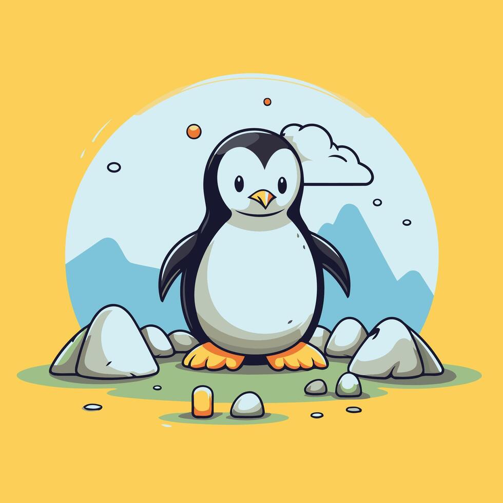Penguin in the snow by joshua klein vector