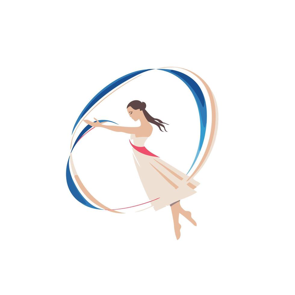 A woman in a dress is holding a ribbon vector