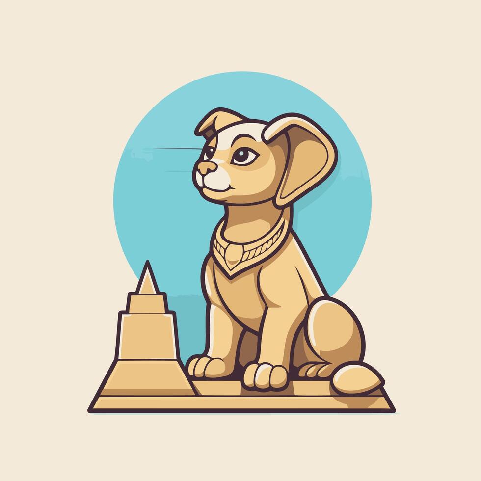 Egyptian dog statue illustration vector