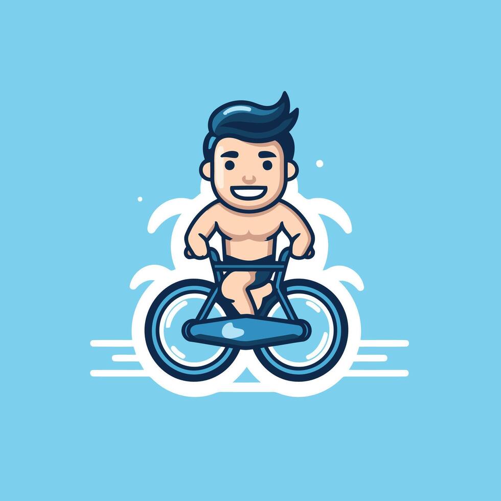 A cartoon man riding a bike vector