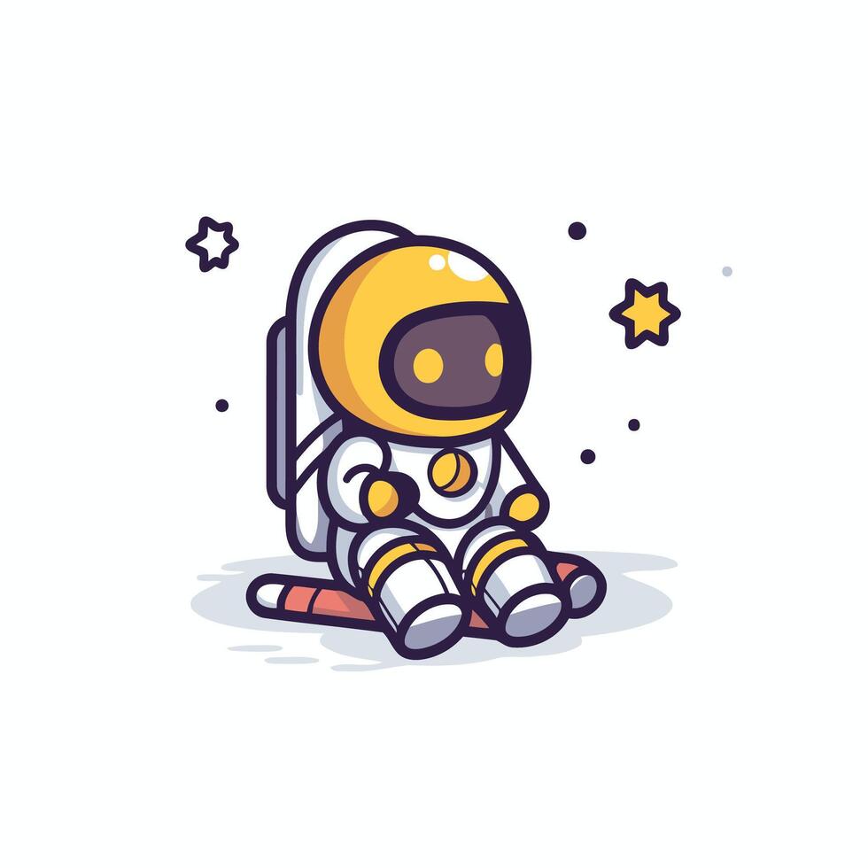 An astronaut sitting on a skateboard with stars vector