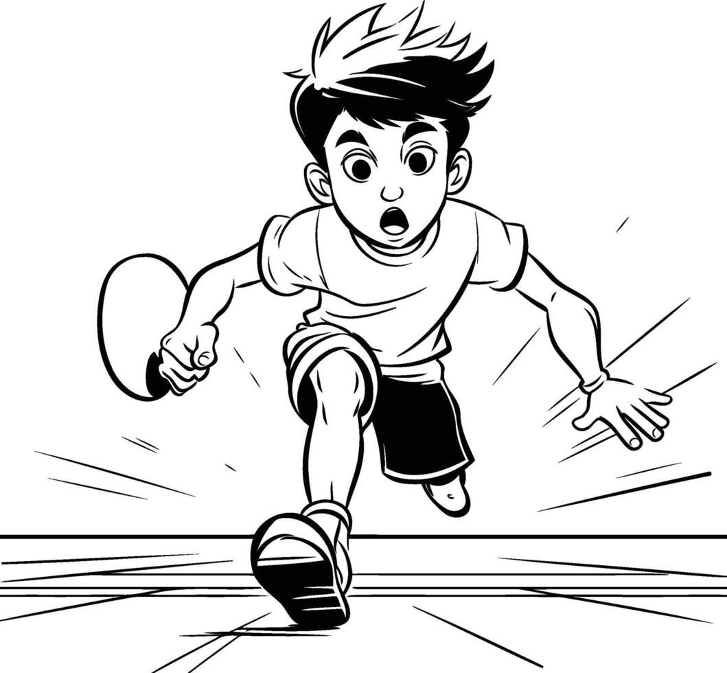 Boy playing ping pong vector