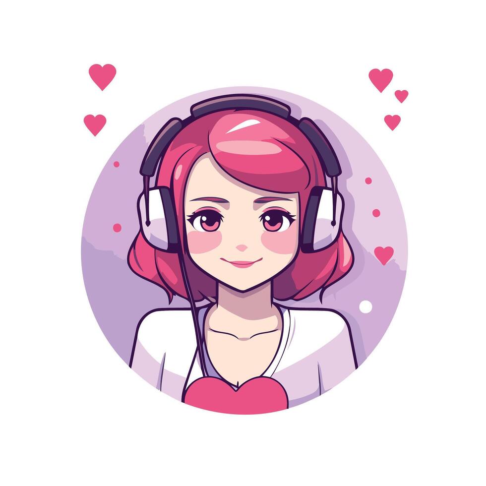 An illustration of a girl with headphones vector